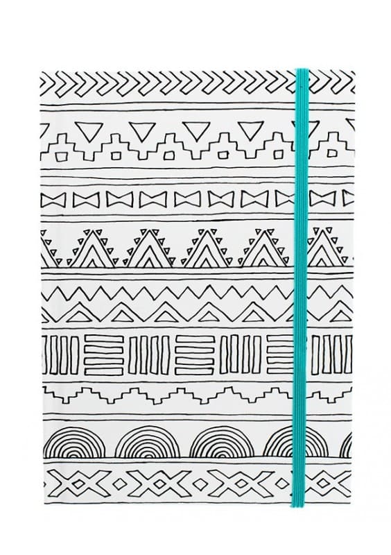 HALL PASS - ELASTIC NOTEBOOK - 5 X 7 - TRIBAL (80 SHEETS)