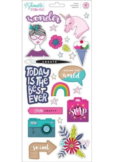 GLITTER GIRL - 6 X 12 - ACCENT &amp; PHRASE - HOLOGRAPHIC FOIL - (47 PIECE)