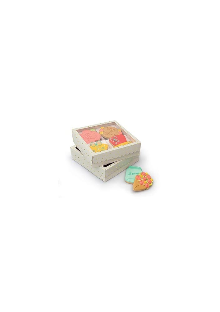 COOKIE BOX - AC - SS - QUAD COOKIE BOX - GOLD DOTS - WHITE (3 PACK)