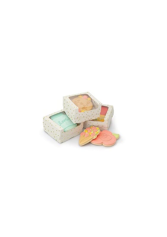 COOKIE BOX - AC - SS - SINGLE COOKIE BOX - GOLD DOTS - WHITE (4 PACK)