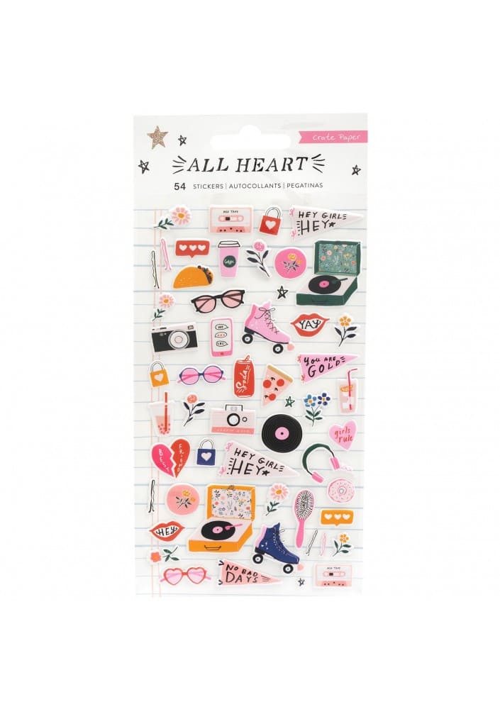 ALL HEART - PUFFY STICKERS (54 PIECE)